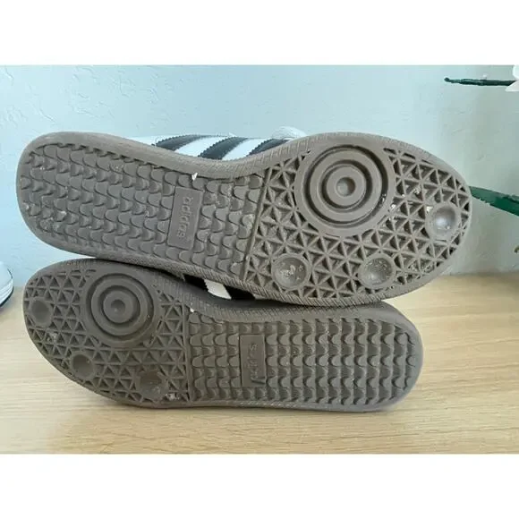 Adidas Samba OG White Black Gum Sneakers Leather Men 7 Women 8 - Picture 11 of 12
